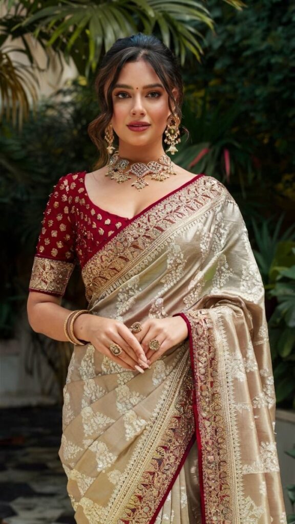 Saare with golden zari border