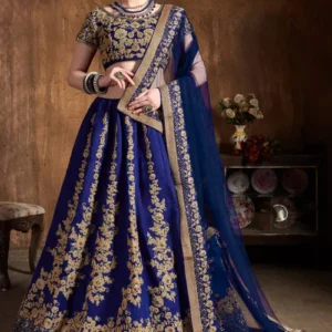 Home royal zari embroidered silk lehenga set